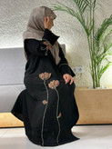 مانتو عبایی گلدوزی با ترکیب جواهردوزی